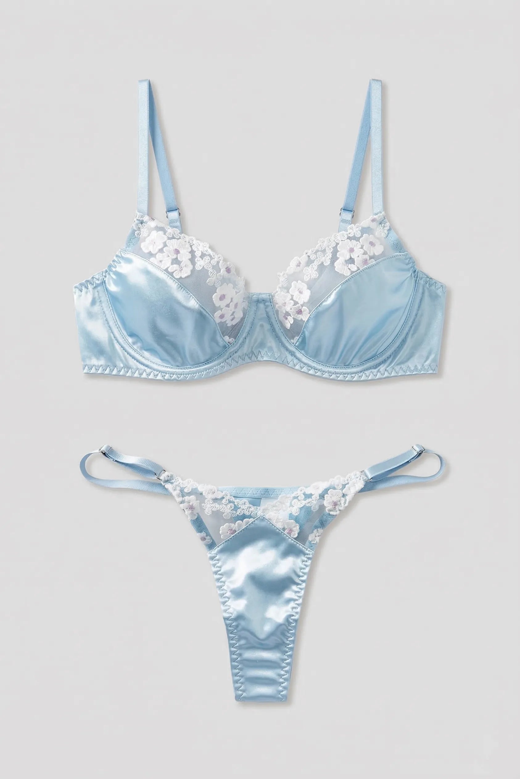 Seraphina Lace-Paneled Satin Lingerie Set