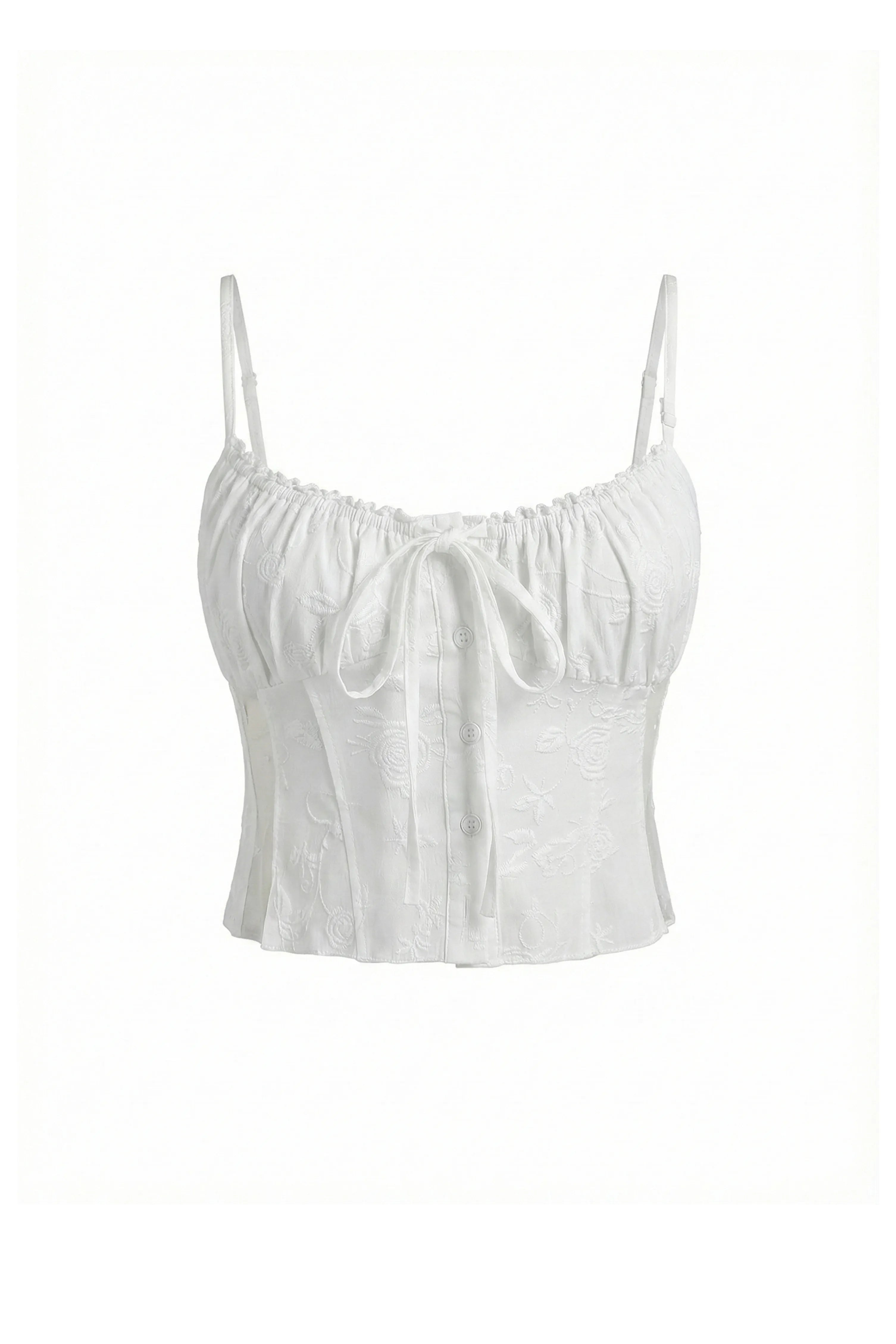 Aurelia Rose-Textured Mesh-Paneled Camisole Top