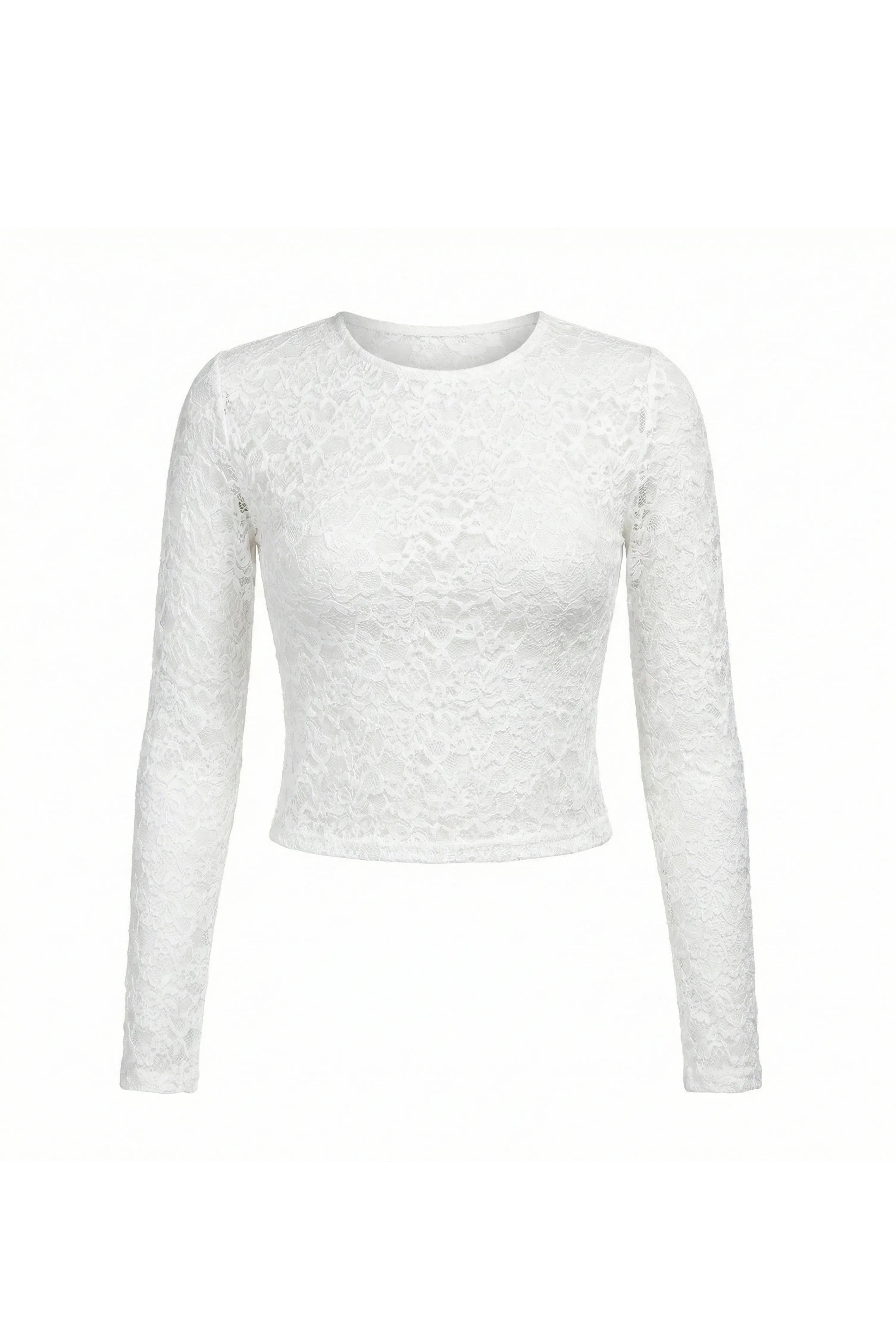 Emmeline Long-sleeve Crew-neck Lace T-shirt