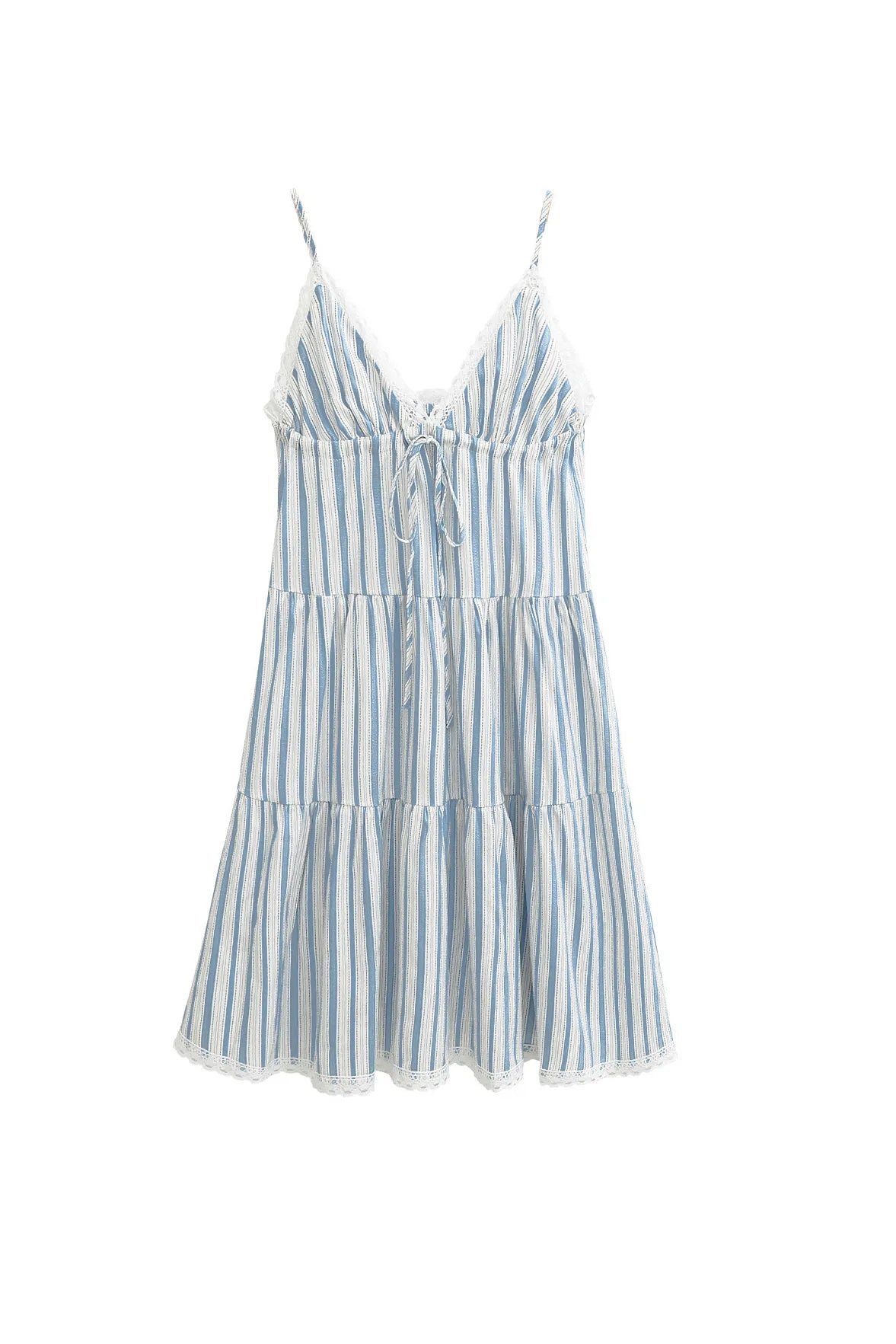 Marina Front Bow-Tie Striped Midi Dress