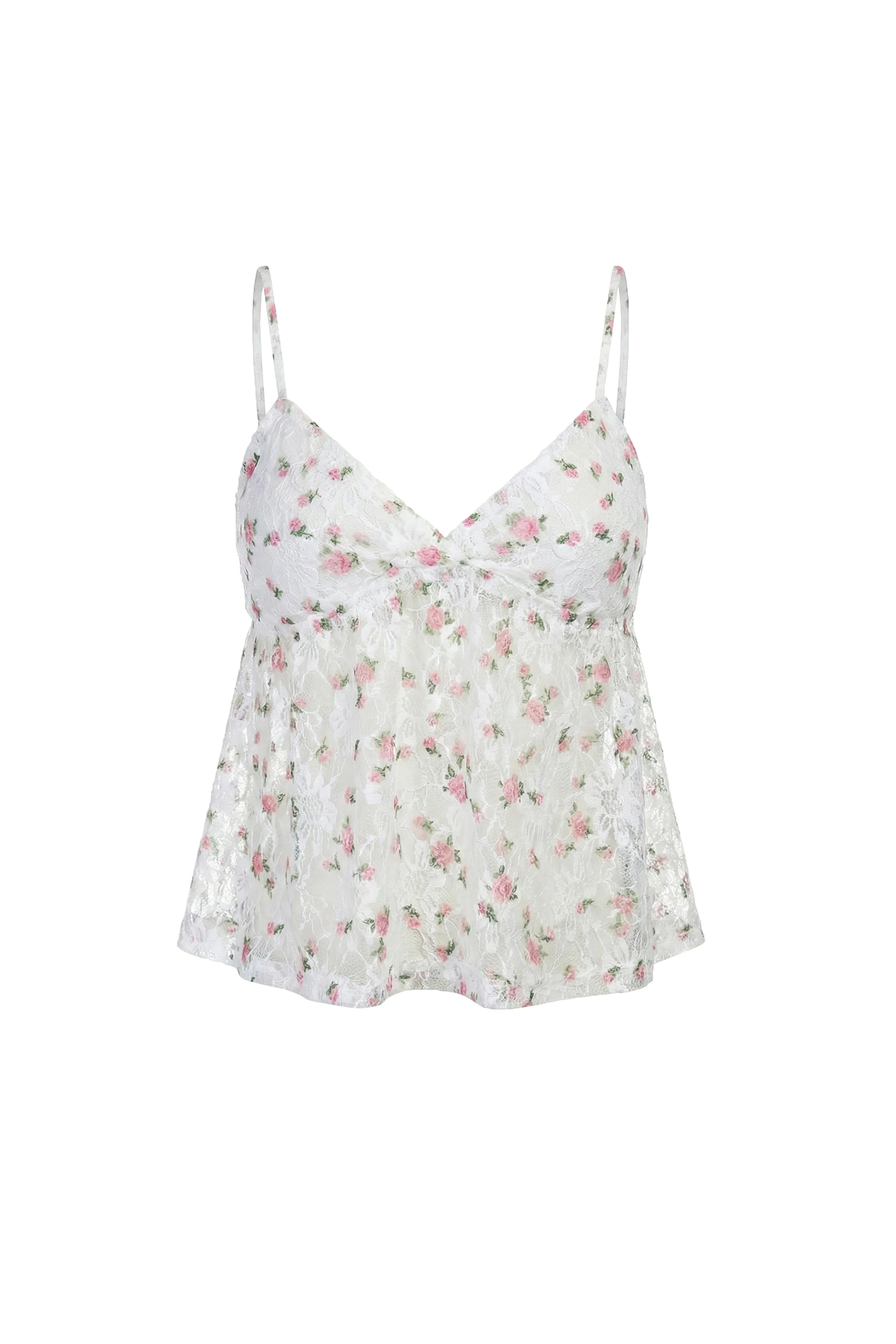 Rosalie Floral-Print Lace Camisole Top