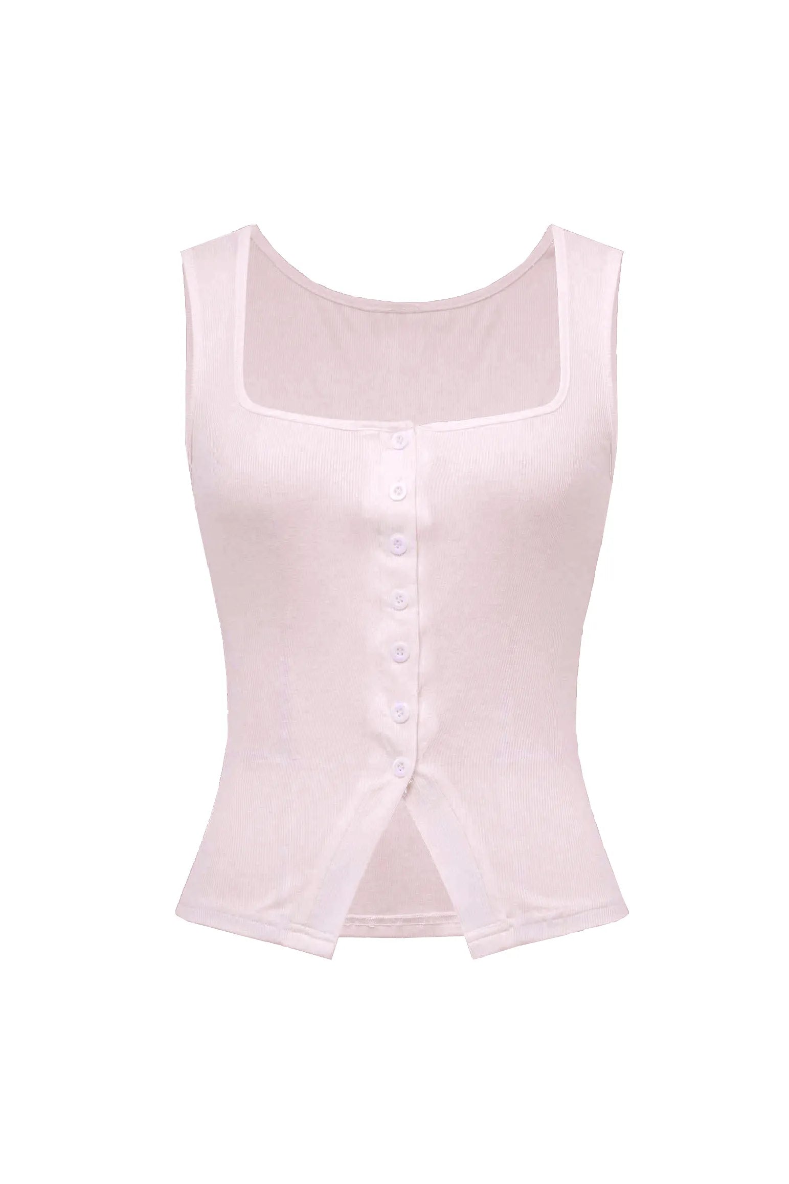 Elora Front-Button Ribbed Camisole Tank Top
