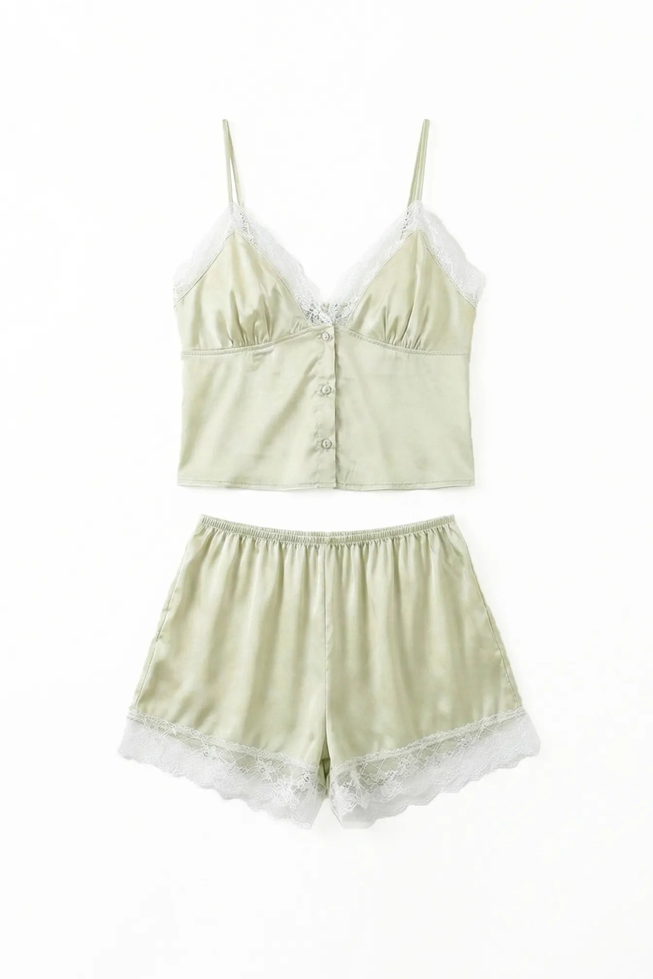 Mirabelle Lace Decorative Front-Button Satin Lounge Set