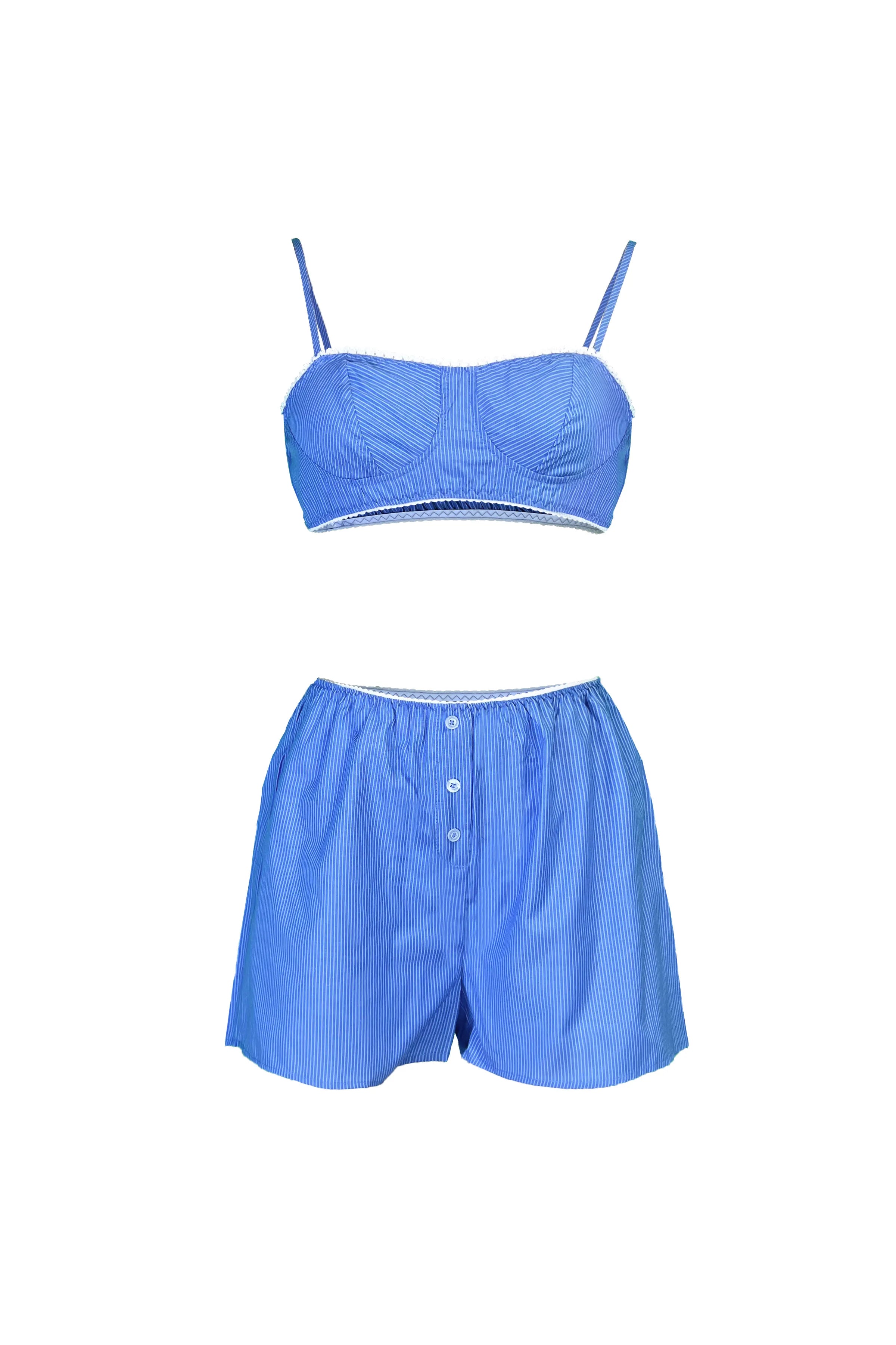 Loulou Striped Print Spaghetti Straps Outdoor Set