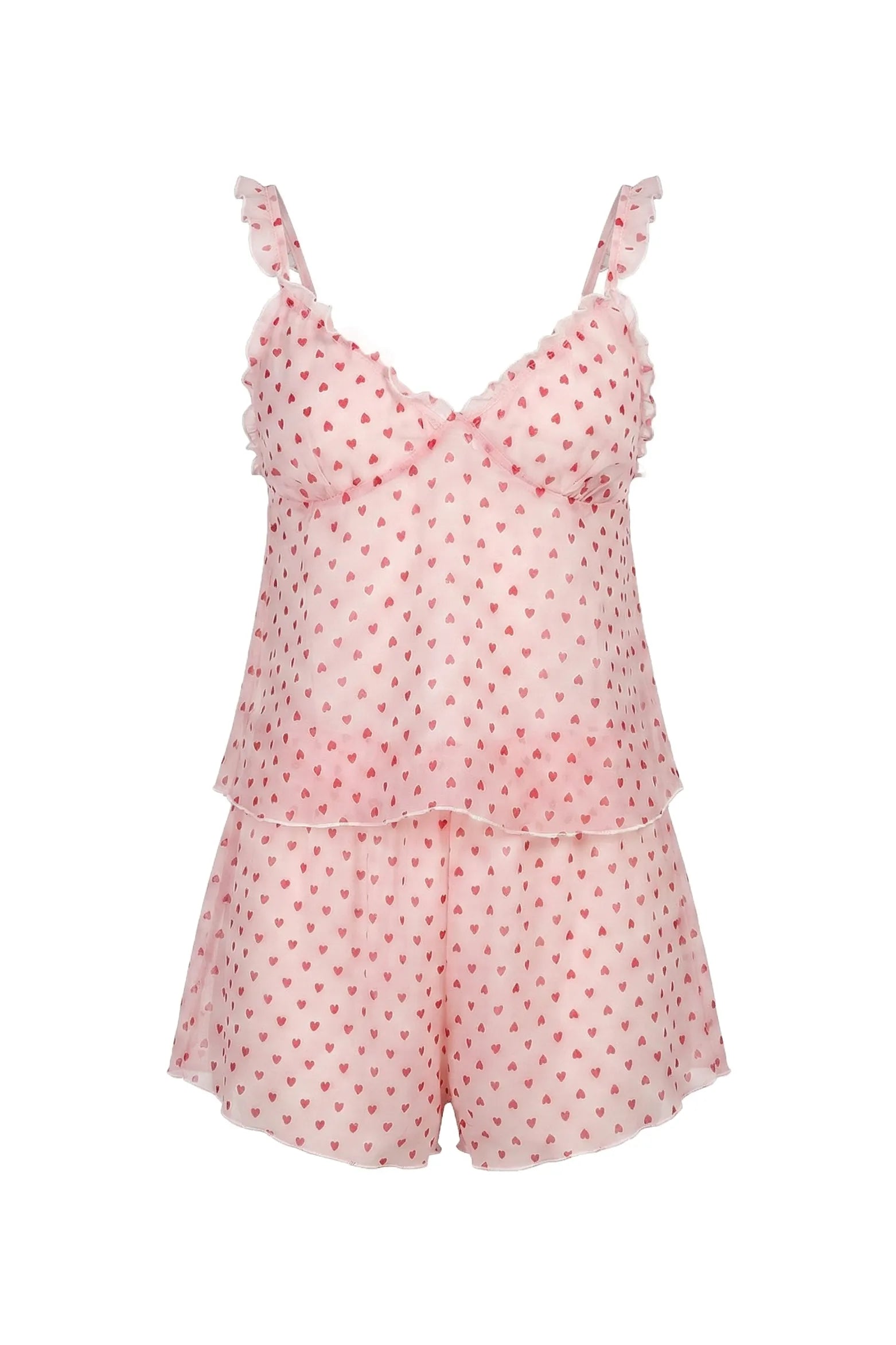 Amoret Heart-Print Sheer Set