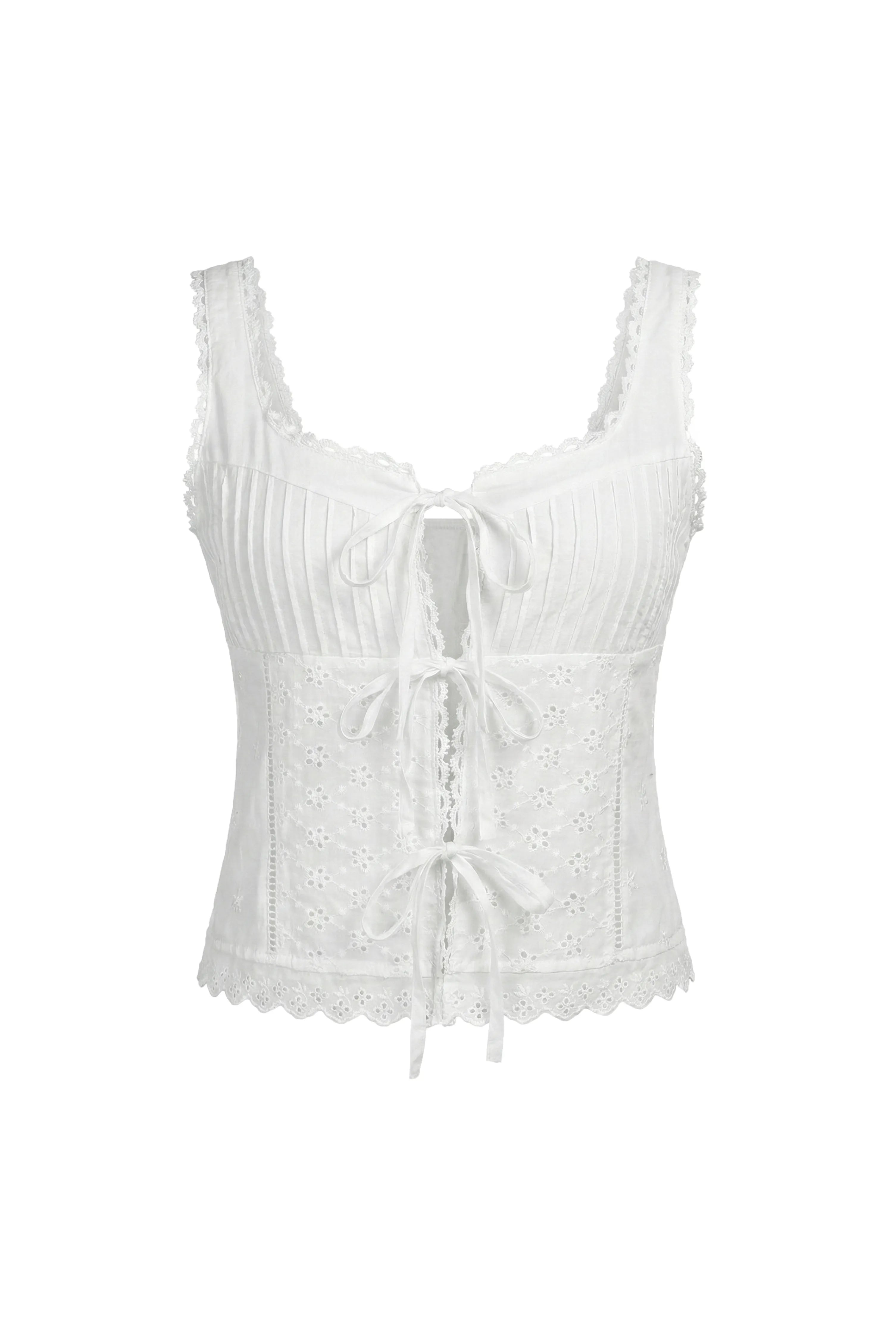 Sylvie Front-Tie Cutout Camisole Tank Top