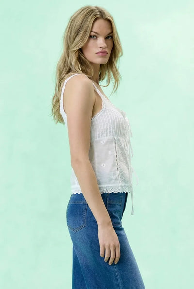 Sylvie Front-Tie Cutout Camisole Tank Top