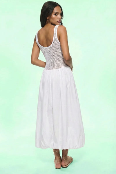 Seraphina Fabric-Paneled Square-Neck Maxi Dress