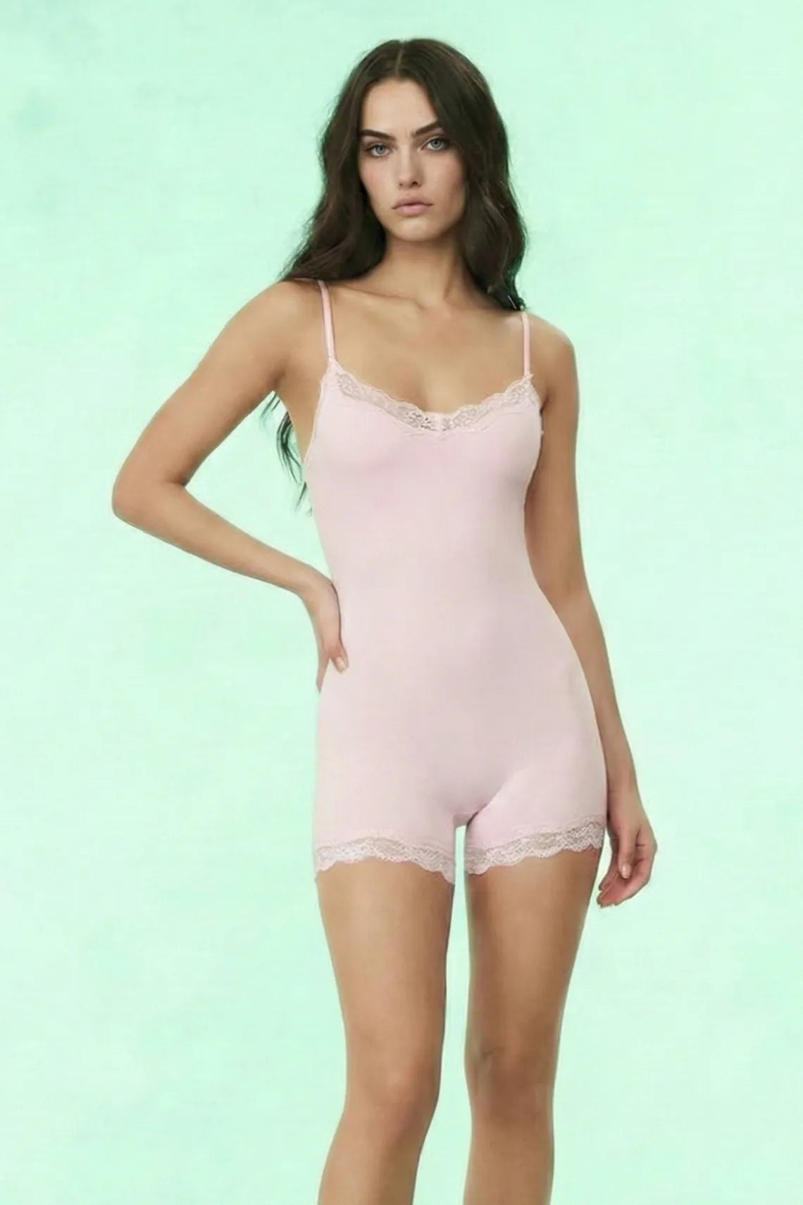 Cosette High Elasticity Lace Decorative Mid Thigh Bodysuit