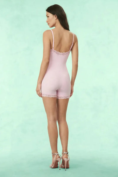 Cosette High Elasticity Lace Decorative Mid Thigh Bodysuit