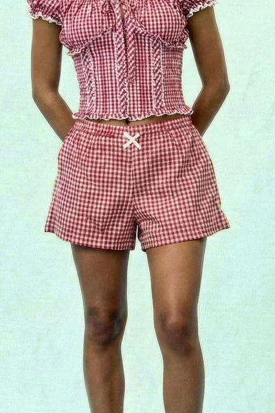 Clementine Bow Detail  Plaid Short