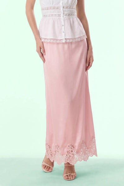 Vivienne Satin And Lace paneling Maxi Skirt